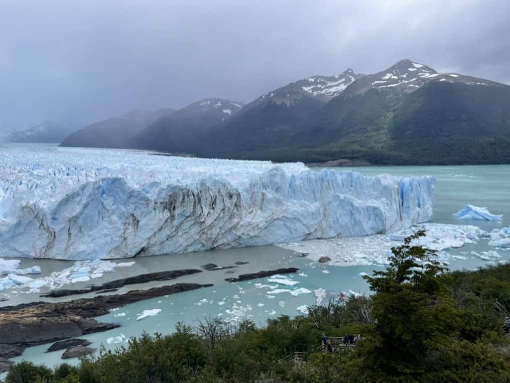 Large glacier ice wall at Perito Moreno in El Calafate, Patagonia