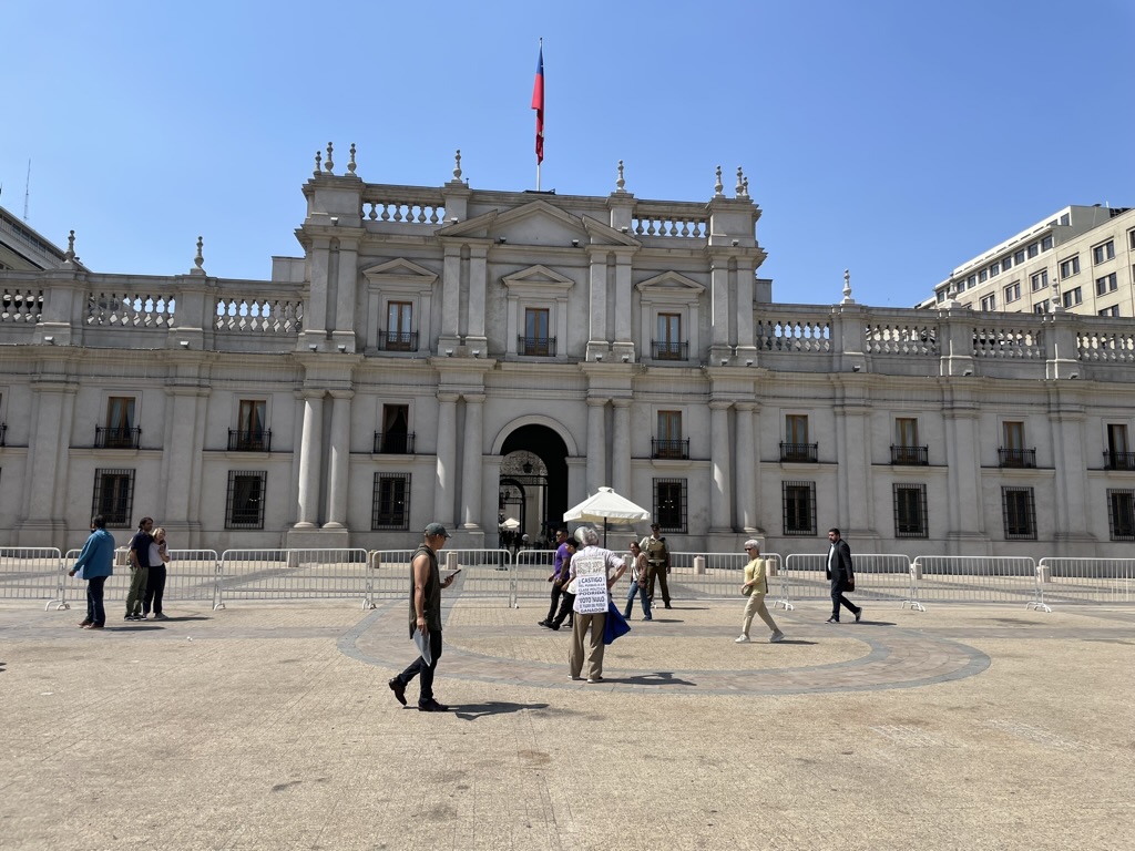 Light grey and brown parliament building in Santiago, Chile
