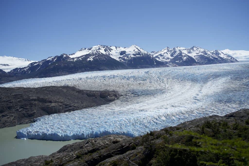 Grey Glacier - Mass ice glacier with visible cracks expanding over 40km